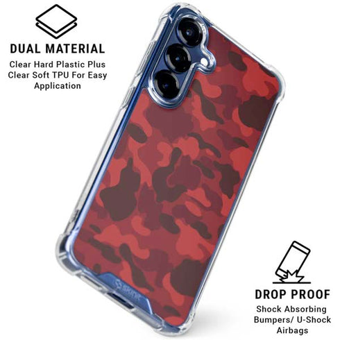 Red Street Camo Galaxy S25 Clear Case